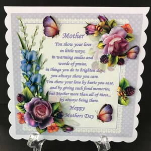 Handmade 3D Mother's Day card Special Verse