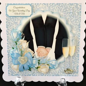 LGBT Handmade Wedding Card 3D Mr & Mr Can be Personalised with Names