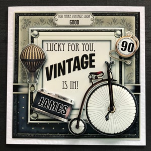 40 50 60 70 80 90 100 ANY AGE Vintage Funny Humorous Handmade 3D Male Mens Birthday Card