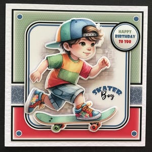 Skateboarding Skateboard Boys Kids Handmade 3D Birthday Card