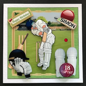 Cricket Mens Boys Handmade 3D Birthday Card Son Grandson Father Dad