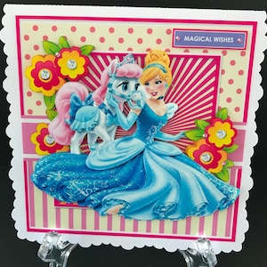 Cute Girls Daughter Granddaughter Princess Disney Pony Handmade 3D Birthday Cards