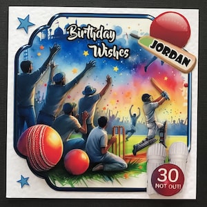 Cricket Mens Boys Handmade 3D Birthday Card Son Grandson Father Dad
