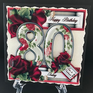 80 80th Female Mother Friend Handmade 3D Birthday card CAN BE PERSONALISED with any Name