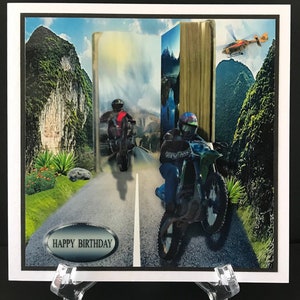 Bike Motorcycle Motorbike Off-road Bike Dirt Bike BMX Boys Mens Male Handmade Birthday Card 3D