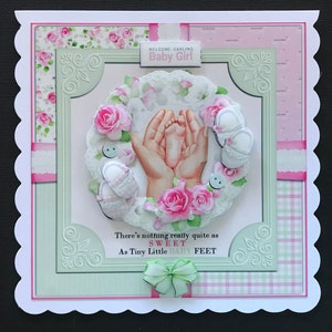 Baby Girl Handmade 3D Card CAN BE PERSONALISED