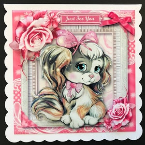 Dog Girls Female Birthday Card Handmade 3D