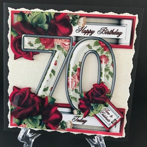 70 70th Female Mother Friend Grandmother Handmade 3D Birthday card CAN BE PERSONALISED with any Name