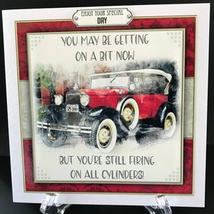 Funny Humorous Male Mens Vintage Car Handmade Birthday Card 3D