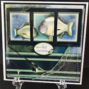Fishing Fisherman Male Mens Boys Handmade 3D Birthday Card