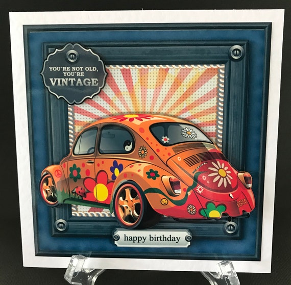 VW Beetle Retro 60's Hippy Handmade 3D Birthday Card - Etsy