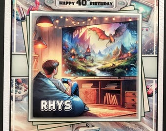 Personalised 3D Gaming Birthday Card: Video Games, Computer, Console