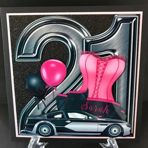 21st Birthday Female Handmade 3D Birthday Card CAN BE PERSONALISED