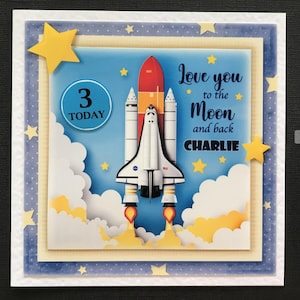 Space Astronaut Handmade 3D Birthday Card ANY AGE