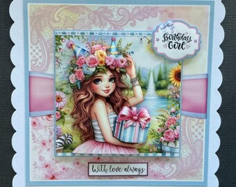 Granddaughter Daughter Girls Kids Handmade 3D Birthday card