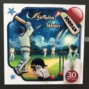 Cricket Mens Boys Handmade 3D Birthday Card Son Grandson Father Dad