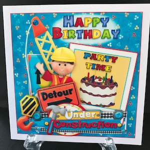 Construction Builder Boys Kids Son Grandson Handmade 3D Birthday card