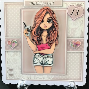11 12 13 14 15 16 17 years Teen Teenager Girl Handmade 3D Age Birthday Card