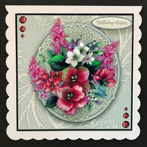 Floral Bouquet Flowers Handmade 3D Birthday Card Friend Mum Mother Grandmother