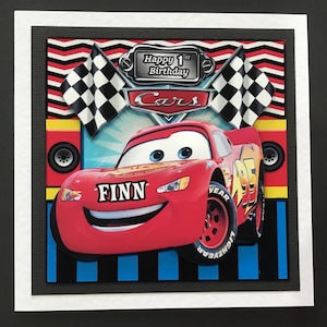Lightning McQueen Car Boys Girls Handmade 3D Birthday Card
