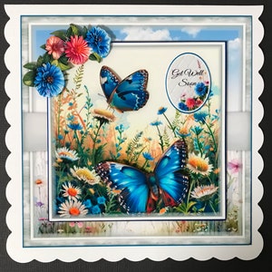 Get Well Handmade 3D card Butterflies