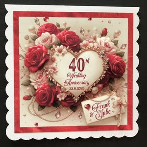 40 40th Ruby Wedding Anniversary Handmade 3D Card