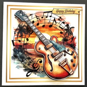 Acoustic Guitar Music Handmade Birthday Card 3D