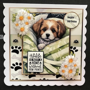Dog Puppy Handmade Card Birthday Card 3D