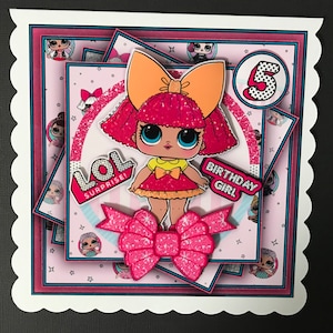 Dolls 3D Girls Daughter Granddaughter Birthday Cards 3D