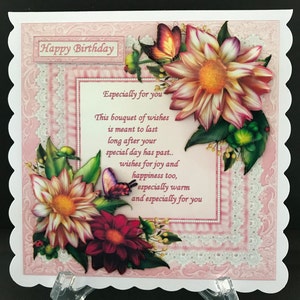 Female Birthday Card Handmade 3D Special Verse