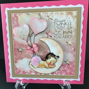 Baby Girl New Baby Grandparent New Mum Handmade 3D Card