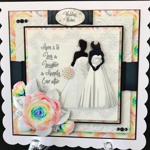 Handmade LGBT Wedding Card 3D Mrs & Mrs Can be Personalised with Names
