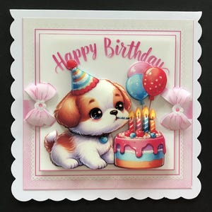 Cute Dog Puppy Handmade 3D Birthday Card