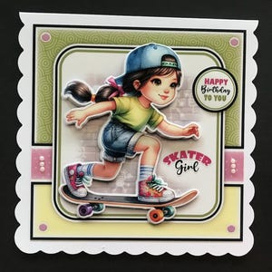 Skateboarding Skateboard Boys Kids Handmade 3D Birthday Card