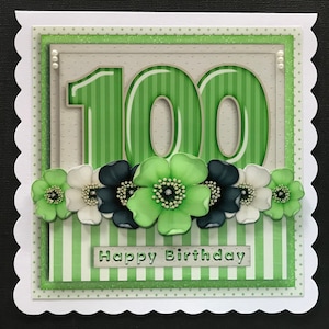 100  100th Birthday Female Mum Friend Handmade 3D Birthday card CAN BE PERSONALISED with any Name