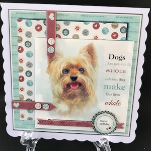 Dog Canine Pet Female Ladies Girls Handmade 3D Birthday card