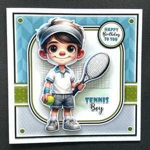 Tennis Boys Handmade 3D Birthday Card