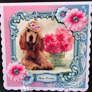 Cute Dog Girls Female Dog Birthday Card Handmade 3D