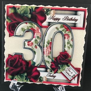 30 30th Birthday Female Handmade 3D Birthday Card CAN BE PERSONALISED with Name