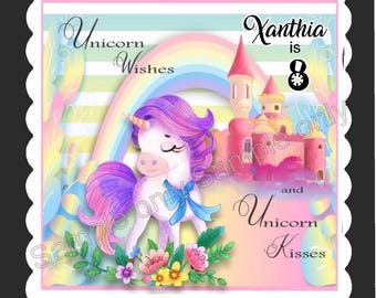 Personalised 3D Unicorn Birthday Card: Any Name, Any Age (15x15cm)