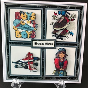 Skateboarding Skateboard Boys Kids Handmade 3D Birthday Card