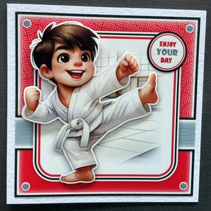 Karate  Judo Taekwondo Jujitsu Martial Arts Boys Male Mens Handmade 3D Birthday Card