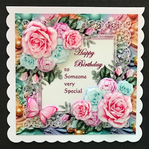 Handmade Birthday Card 3D Roses Special Verse Sister Daughter Granddaughter Friend