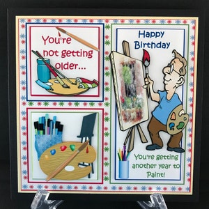 Artist Painter Male Handmade 3D Birthday Card