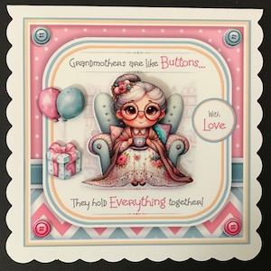Grandmother Grandma Nanna Nanny Handmade 3D Birthday Card