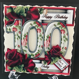 100  100th Birthday Female Mum Friend Handmade 3D Birthday card CAN BE PERSONALISED with any Name