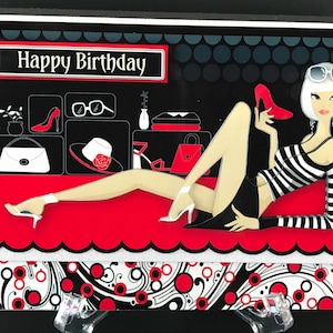 Trendy Modern Girls Female Handmade Birthday Card 3D