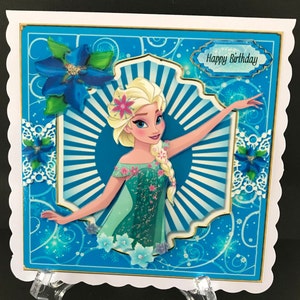 Frozen Elsa Daughter Granddaughter Girls Handmade 3D Birthday Card