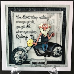 Biker Bikie Motorbike Male Mens Mans Handmade 3D Birthday Card