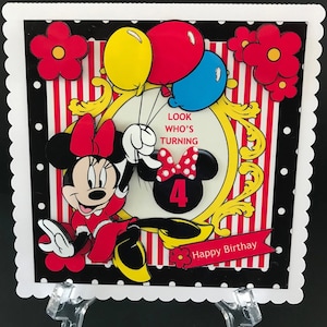 Ages 3 4 5 6 Minnie Mouse Disney Handmade 3D Girls Birthday cards bild 1